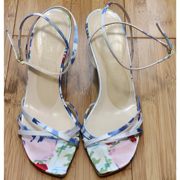 Kate Spade Satin Wedge Women's 8.5B Italy Floral Ankle Strap Espadrille Platform - Picture 2 of 6